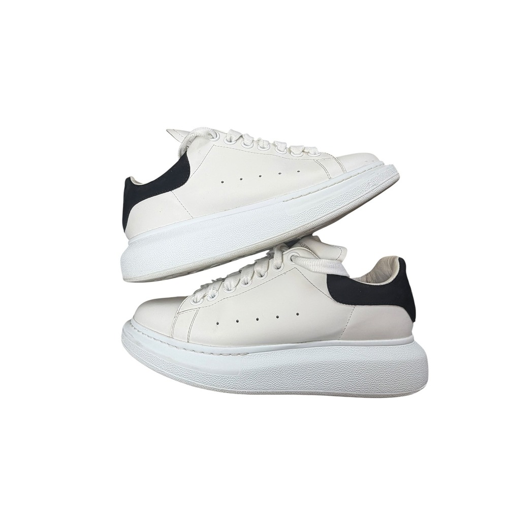 Alexander McQueen White Leather Sneakers with Black Heel - Picture 4 of 16